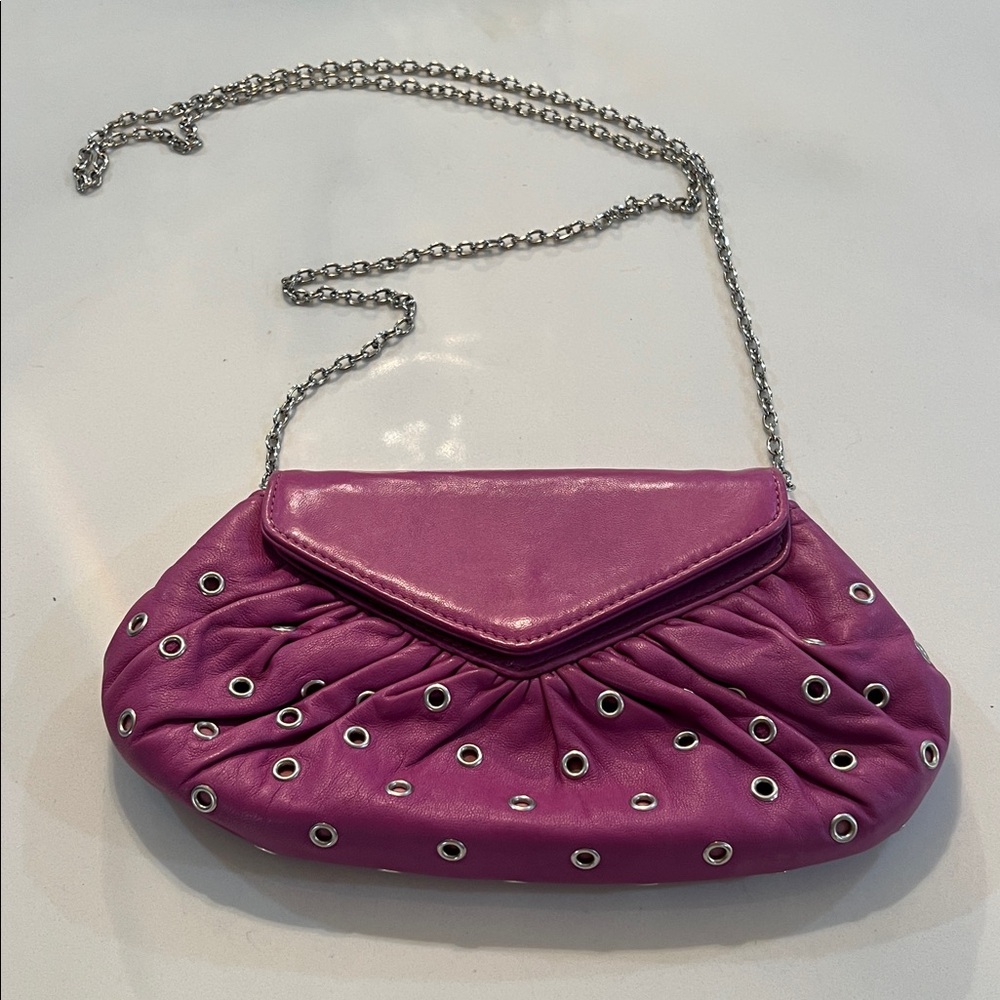 Lauren Merkin Magenta Eyelet Clutch or Crossbody